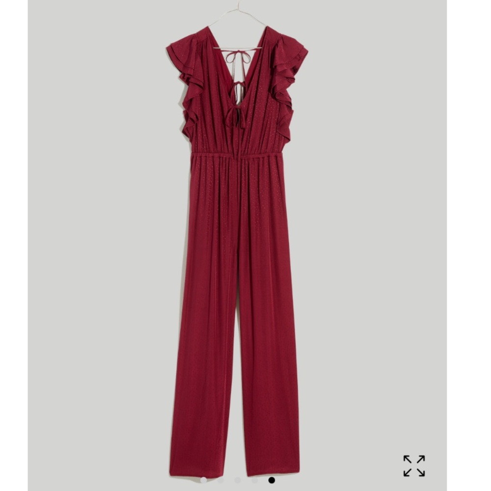 Madewell Wine Red Flutter-Sleeve Jumpsuit - Picture 5 of 14